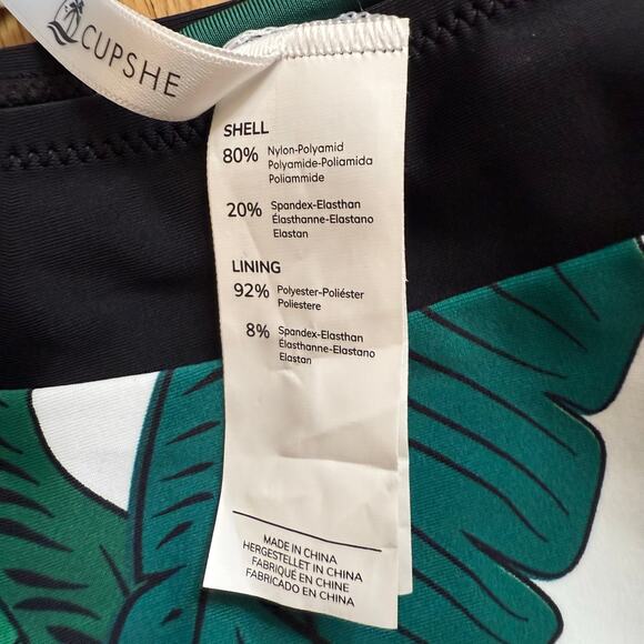 NWT Cupshe Swimsuit Green Palm Cutout Keyhole One Piece Medium Sexy Strappy - Picture 9 of 9